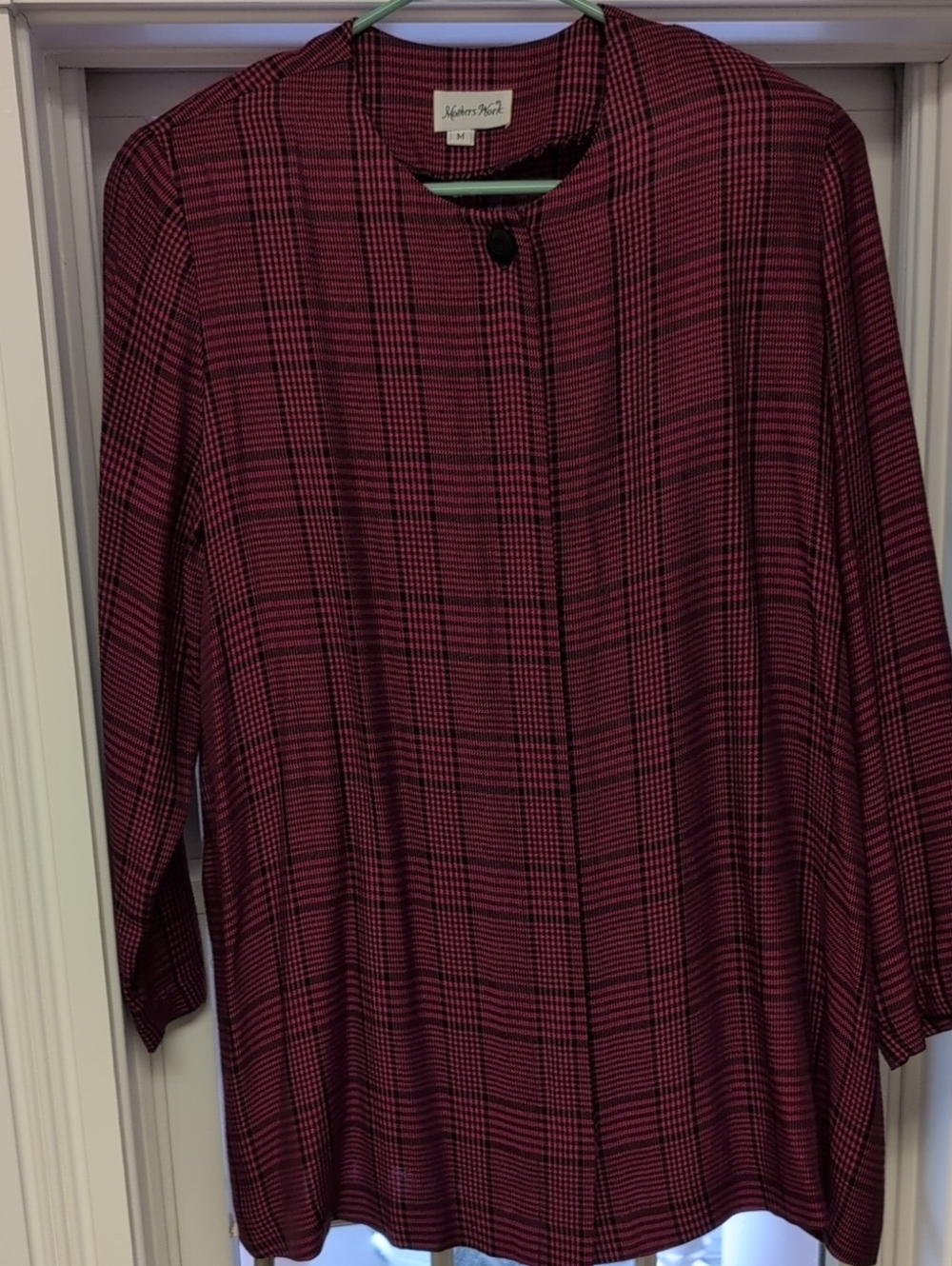 Women's Red And Black Plaid Round-Neck Maternity Top